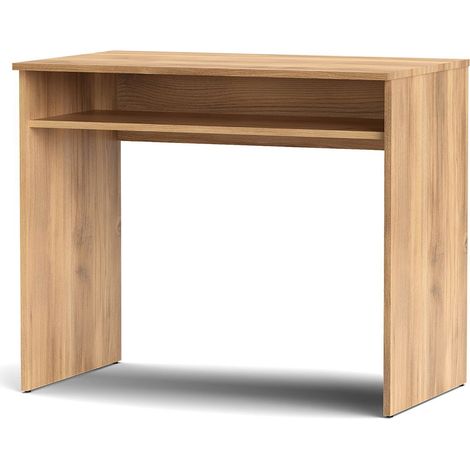 Bureau Table d'étude avec étagère coloris chêne Mauvella - Longueur 90 x Hauteur 75 x Profondeur 54 cm (1/2)