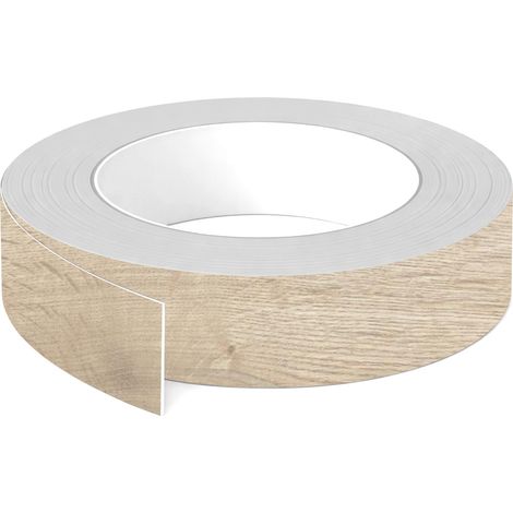 1x Bande de chant ABS sans colle 23 mm x 5 m épaisseur 0,8 mm facile à appliquer bricolage étagère meuble panneau plan de travail bois stratifié, Chêne Halifax blanc (1/3)