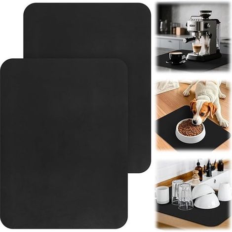 Abtropfmatte 40x30 cm - 2 Stück - Schwarz - Rutschfest - Schnelltrocknend (1/5)
