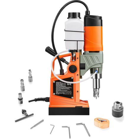 Perceuse magnétique 1450W, Ø forage 40mm, 1250kg force, vitesse variable, 2 trépans, pour métal, bricolage professionnel. (1/5)
