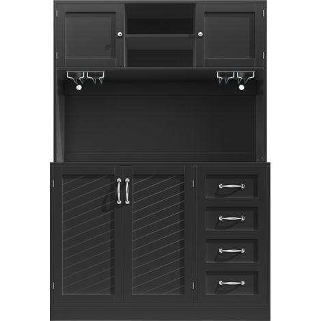 Hoher MDF-Schrank mit LED 120 x 40 x 188 cm Schwarz MODENUIT (1/5)