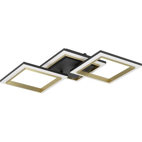 Lampe LED de plafond Calliera Carré - Noir avec or - 901222