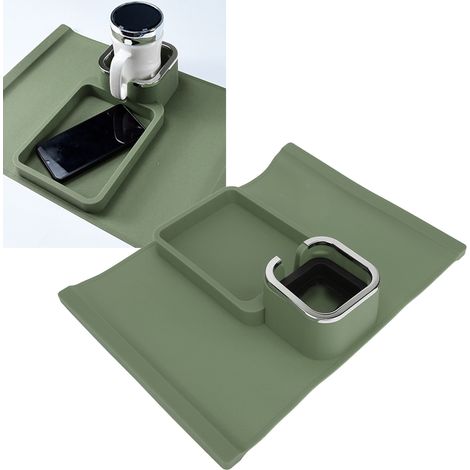 Multifunktionales grünes Silikon-Hängetablett mit rutschfester Unterseite für Sofa, Wohnzimmer oder Büro (1/5)