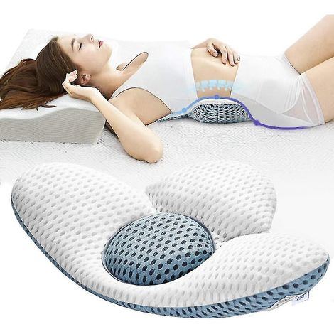 Oreiller lombaire orthopédique de soutien du dos pour un sommeil réparateur. Oreiller de lit pour soulager la sciatique, les douleurs de hanche ou de jambe pendant la grossesse. (1/5)