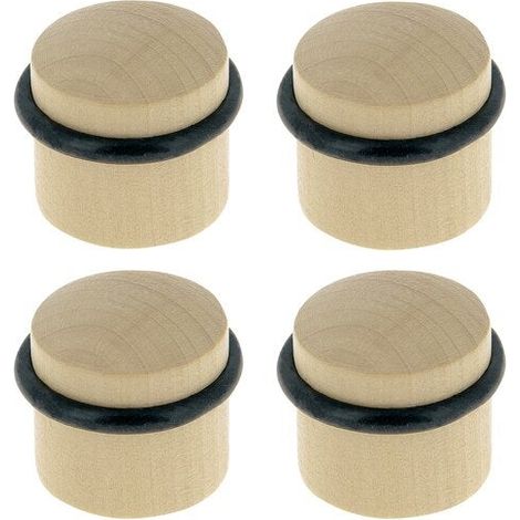 Juego de 4 topes de puerta de suelo LINEA BERTOMANI Bu310x4/1e madera de haya cruda Diámetro 3,5 x Alto 3,5 cm AUTRES