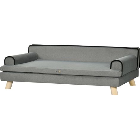 Dog Sofa, Wooden Legs, Water-Resistant Fabric, for Medium & Large Dogs - Grey (1/5)