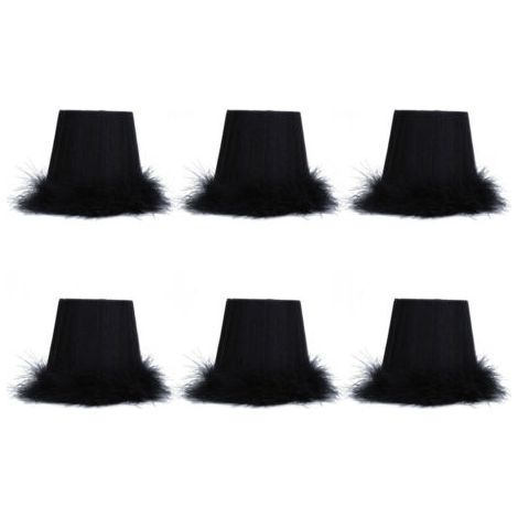 BUNTHAUS Lot de 6 abat-jour en tissu avec bordure en plumes pour suspension, accessoires de décoration lumineuse pour lustre.