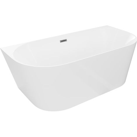 Mexen Oval Slim vasca da bagno freestanding a parete 170 x 80 cm, bianca, troppo pieno gun metal - 52661708000-95 (1/5)