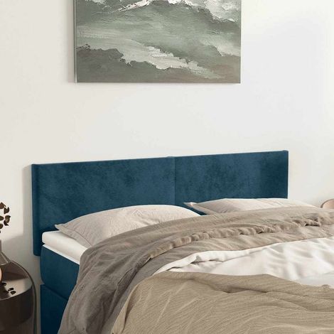 vidaXL Cabeceros terciopelo azul oscuro 144x5x78/88 cm (1/5)