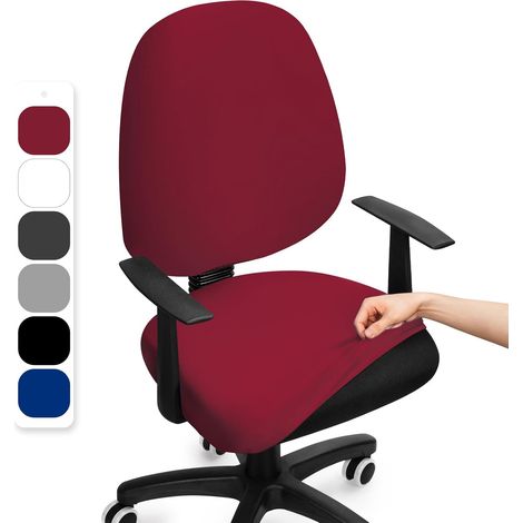 Housse de Chaise de Bureau Housse de Fauteuil de Bureau Extensible Split Bordeaux 1PC (1/5)