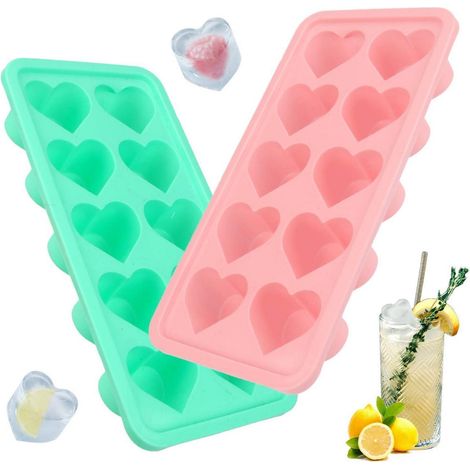 2er Set Herz Eiswürfelform Silikon 20 Fächer für Cocktails & mehr (1/5)