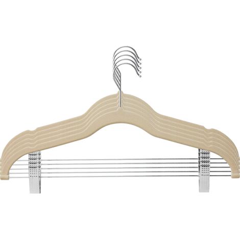 Lot de 5 ou 10 cintres à pinces mobiles en velours ultra-fin et antidérapant pour jupes et pantalons, idéal pour la maison et les voyages. (1/5)