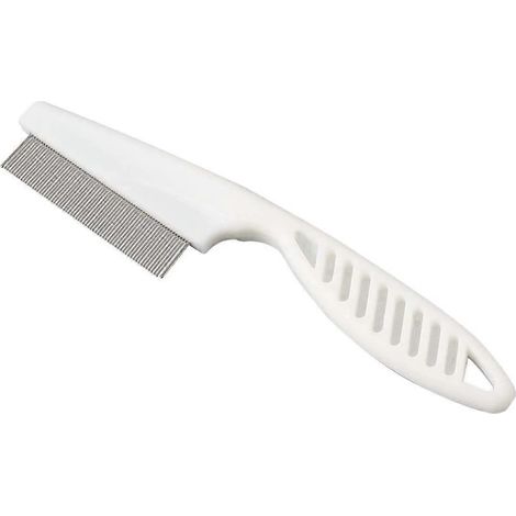 Peigne anti-puces pour chiens et chats, brosse de toilettage multifonctionnelle à picots en acier inoxydable, idéale pour la détection des poux - Blanc2 (1/5)