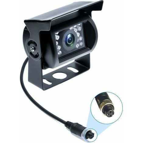 Caméra de recul avec connecteur 4 broches, étanche 9-24 V et vision nocturne pour voiture, bus, camion, caravane, camping-car (1/4)
