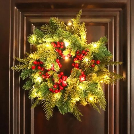 Couronne De Décoration - Couronne Scarecrow D'Automne - 40 Cm - À LED Blanc Chaud - Fonctionne Sur Piles - Pour Porte Intérieure Extérieure (1/5)