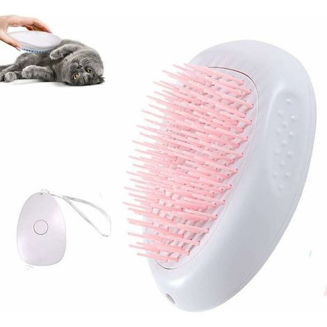 Cepillo para gatos, cepillo de aseo para gatos, cepillo alisador para la muda de pelo, cepillo de masaje/baño de silicona suave lavable para gatos, peine autolimpiante para gatos (rosa) (1/4)