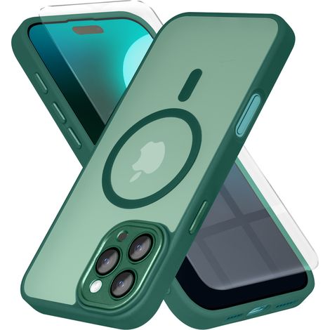 Custodia per iPhone 16 Pro, MagSafe, erbord Matt Case, Verde + Pellicola protettiva per lo schermo (1/5)