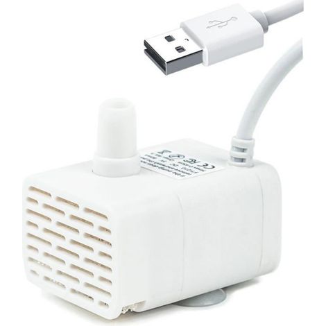 1 Pompe de rechange USB, Débit 90 L/H, Filtration intégrée, Pour fontaine chat, aquarium (1/5)