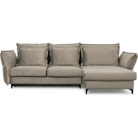 Canapé angle droit Verduro en velours beige - 3 places (1/5)
