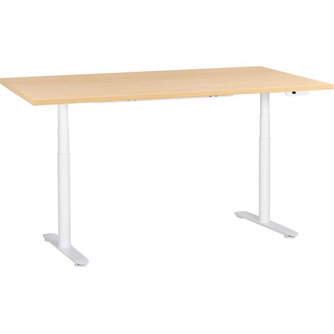 Scrivania regolabile in altezza elettricamente bianco 180 x 72 cm bianco e marrone chiaro DESTINAS