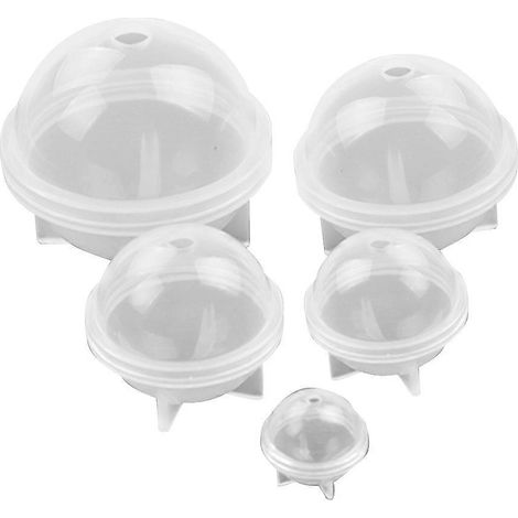 Moule en silicone rond (lot de 5) en forme de boule, idéal pour la création de décorations artisanales à base de fleurs séchées. Surface miroir brillante. Diamètres disponibles : 2 cm, 3 cm, 4 cm, 5 c (1/5)