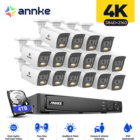 ANNKE 8MP Kit di Videosorveglianza Cablato,16CH NVR con 16×Telecamere PoE Audio Bidirezionale,Colori Visione Notturna Sistema di Telecamere di Sicurezza,4TB HDD