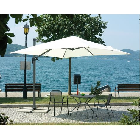Ombrellone quadrato con palo laterale in alluminio antracite 3 x 3 m - Primula (1/5)