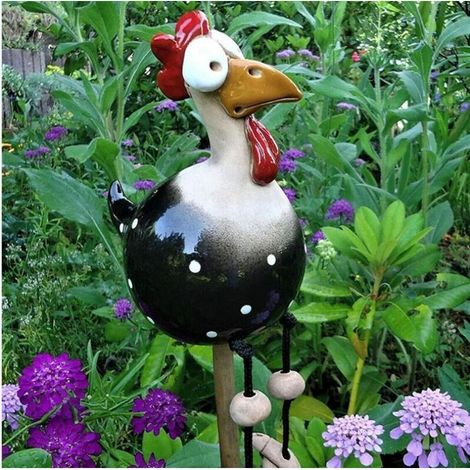 SABIR Poule de jardin décorative en une pièce Statue de jardin amusante pour la décoration de jardin féerique en plein air. Décoration de jardin de poulet en résine amusante Sculpture de statue d'anim (1/4)