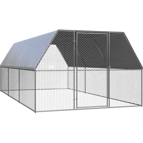 Poulailler d'extérieur 3 x 6 x 2 m acier galvanisé toit en PE (1/5)