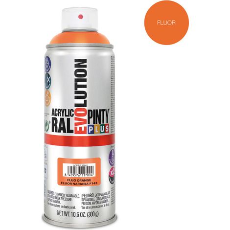 Peinture fluorescente en aérosol PintyPlus Evolution - Orange 520cc F143 (1/3)