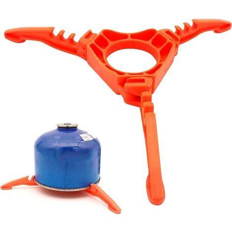 Support de Réservoir de Gaz en ABS Antidérapant Réchaud à Gaz Stand Pliable Cartouche Canister Support Trépied Multi-usages Portable pour Camping Randonnée Pique-nique Cuisson - Orange (1/5)
