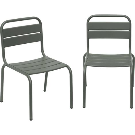 Pair of metal chairs for children, Kristoff, Khaki Green, 38x40x57 cm