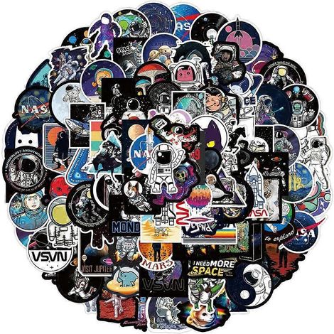100 autocollants d'astronautes de la NASA pour ordinateur portable, voiture, bagages, skateboard, moto (vinyle) - Pour adolescents et adultes (1/5)
