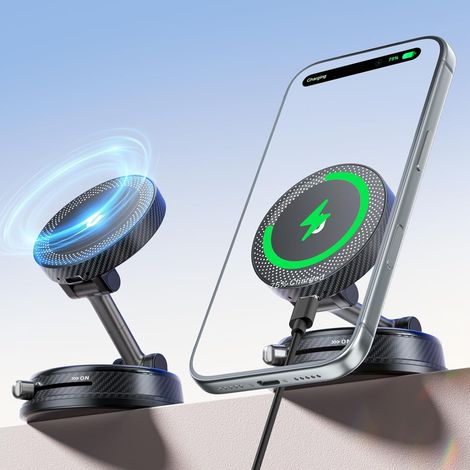 15 W Wireless Fast Magnetic Charging Stand for Car, [Vacuum Suction Cup (1/5)