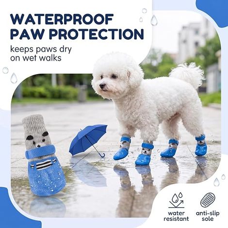 Waterproof Dog Socks with Non-Slip Soles and Cushion Protection for Small and Medium Dogs (1/4)