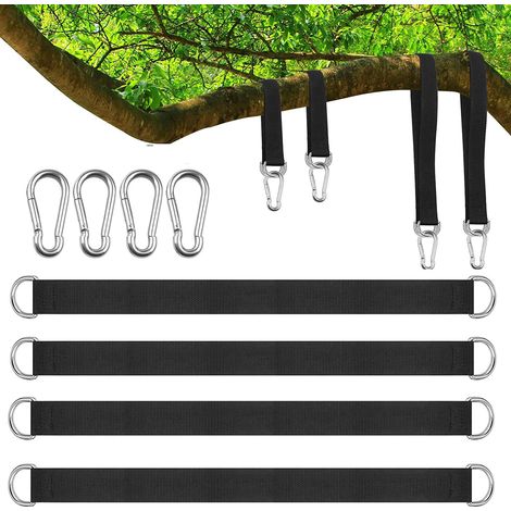 Kit de suspension de sangles de balançoire d'arbre de 2 pièces, avec mousquetons, kits de suspension robustes pour sangles d'arbre de hamac 300 cm (1/5)