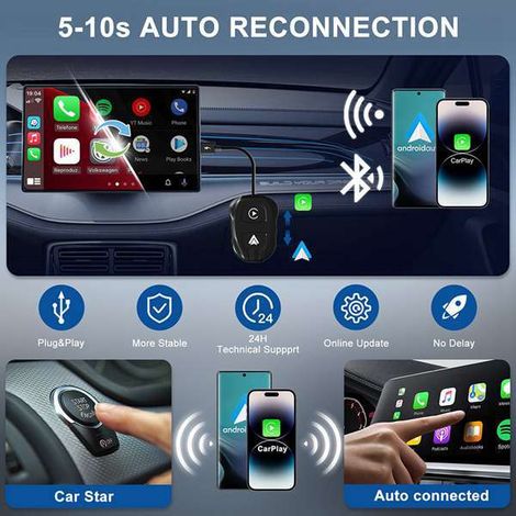 Adaptateur autoradio intelligent AIBOX compatible avec Apple CarPlay (filaire vers sans fil). (1/4)