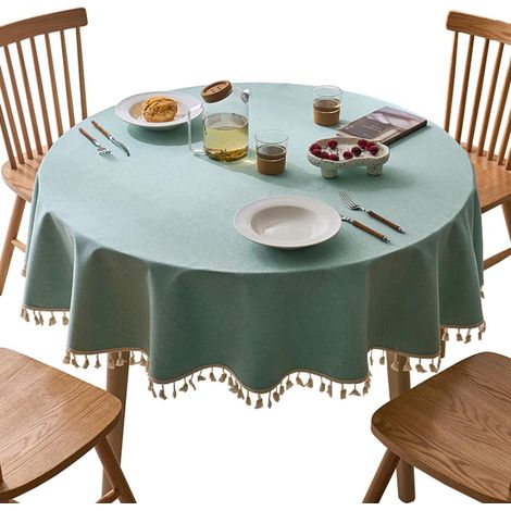 Nappe ronde, antitache, enduite, imperméable, facile d'entretien, verte - Diamètre 200 cm (1/5)