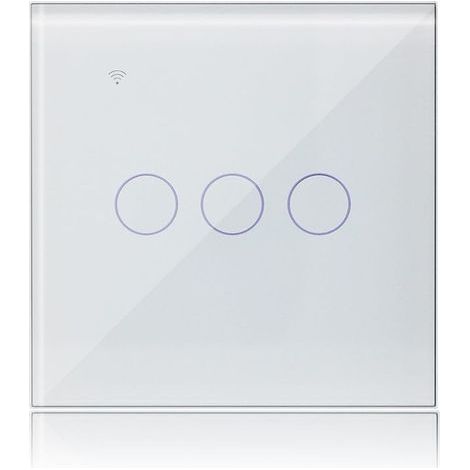 Intelligent Interrupteur Connecté 3 Gang 1 Voies Compatible avec Alexa, WiFi Interrupteur Tactile Panneau en Verre Blanc avec Fonction de Minuterie, Tuya/Smart Life App Contrôle (1/5)