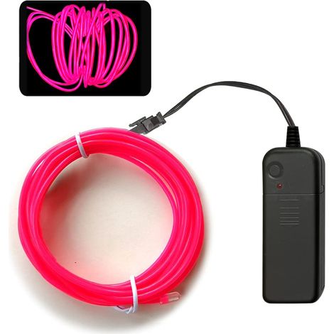 Rosa Leuchtstreifen, 5m tragbarer batteriebetriebener Neonstreifen, beliebig zuschneidbar, ideal für Partys, Halloween und DIY-Dekoration (Batterien nicht im Lieferumfang enthalten). (1/4)