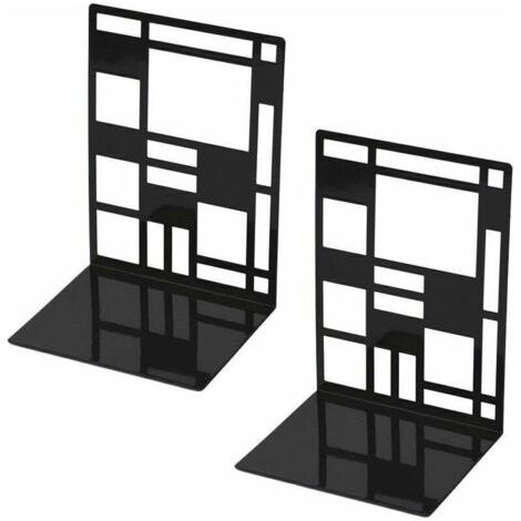 Ensemble de serre-livres, serre-livres en métal, serre-livres noirs, serre-livres design, étagère à base antidérapante pour enfants, bureau, école, salon, librairie et bibliothèque (1/4)