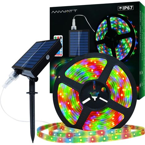 Solar Strip Lights 5M 260 LED RGB Outdoor with Remote Control Timer PVC Tube Waterproof for Bedroom, Garden, Patio, Pool, Christmas Decoration (1/5)