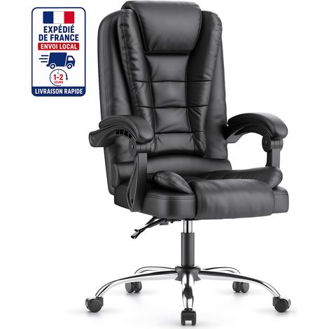 Chaise de bureau Xhomrattan, assise large et rembourrée, Chaise ergonomique, hauteur réglable sur 10 cm, Noir
