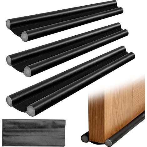 3pcs Cold Insulation Door Draught Excluder, 96cm Bottom Door Insulation, Door Draught Excluder, Double Layer Seal for Entrance Doors Windproof (Black) (1/5)