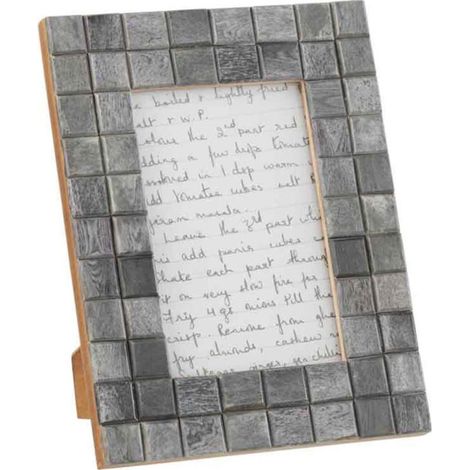 Cadre Photo Déco "Motif Carré" 10x15cm Gris (1/4)