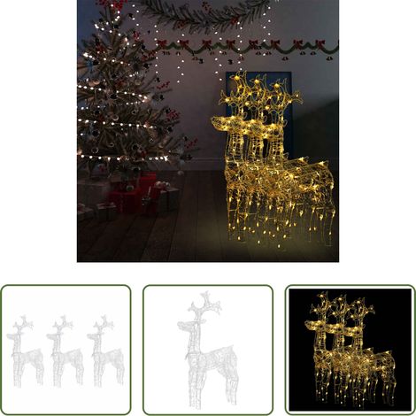 vidaXL Adorno de reno de Navidad acrílico 3 unidades 60x16x100 cm (1/5)