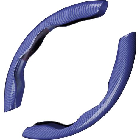 (Exklusiv in Südostasien erhältlich) Lenkradbezug in Carbonfaser-Optik, Kartenhalter mit Wassertransferdruck, Auto-Innenausstattung, Universal-Lenkradbezug, Blau (1/5)