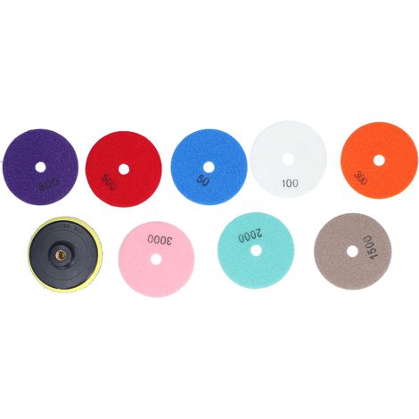 Kit de polissage béton 8 tampons diamantés + 1 disque adhésif 4 pouces pour ponçage et lustrage (1/5)