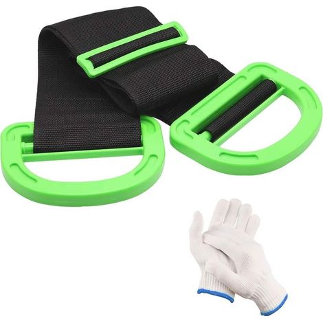 1 Pcs Sangle de Levage avec Poignée Bande de Déménagement Réglable pour Meuble Boîte Ceinture de Support des Objets Lourds jusqu'à 150 kg Sangles de Transport avec 1 Paire de Gants- (1/5)
