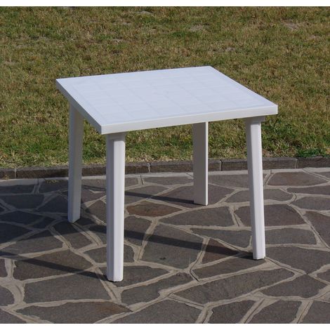 Weekend tavolo in polipropilene con finitura lucida bianco da esterno 80x80x72 cm (1/5)
